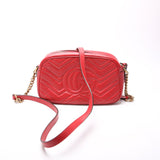 Gucci 447632 Marmont Small Leather Camera Red Bag