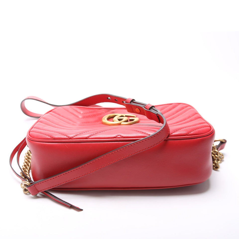 Gucci 447632 Marmont Small Leather Camera Red Bag