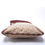 Gucci 145826 Horsebit Canvas Creole Hobo Burgundy/Tan Bag