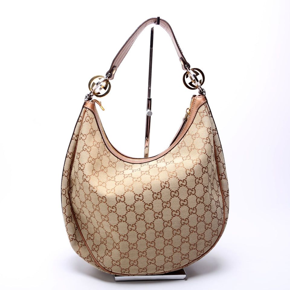 Gucci 232962 GG Canvas Twins Hobo Brown/Tan Bag