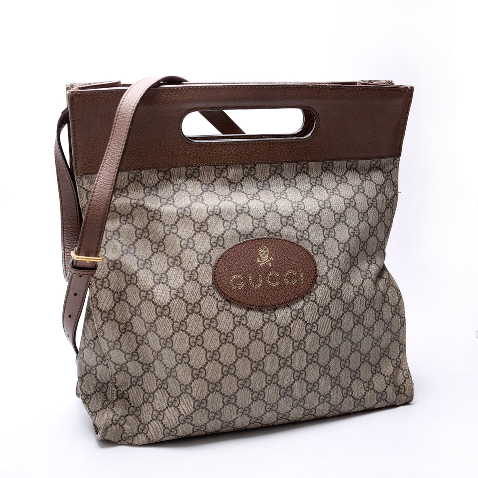 Gucci 463491 GG Supreme Slip Handle Vertical Tote Brown Bag