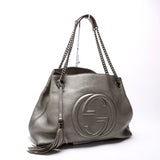 Gucci 308982 Soho Leather Shoulder Medium Grey Bag