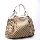 Gucci 211943 Sukey GG Canvas Large White Bag