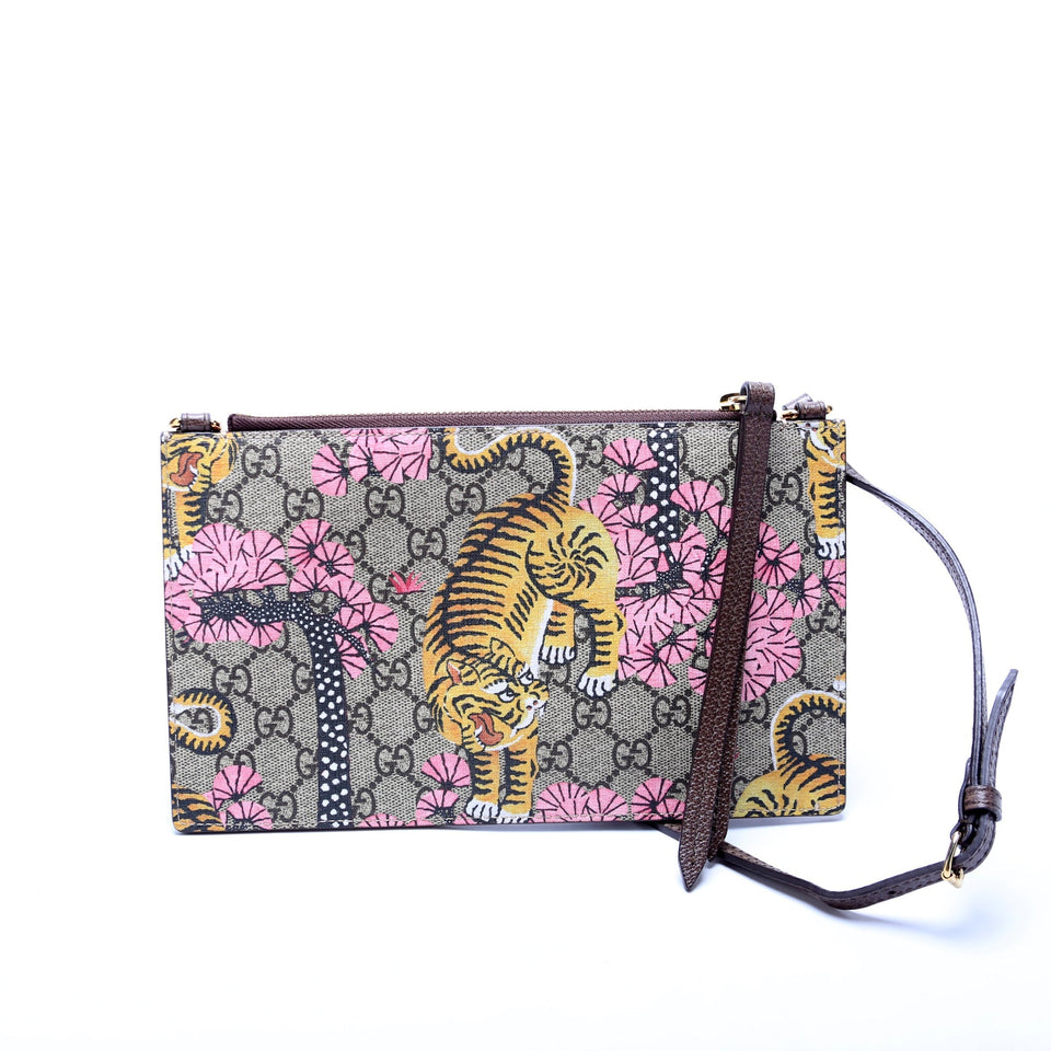 Gucci 454111 GG Supreme Blooms/Bengal Double Zip Shoulder Multicolor Bag