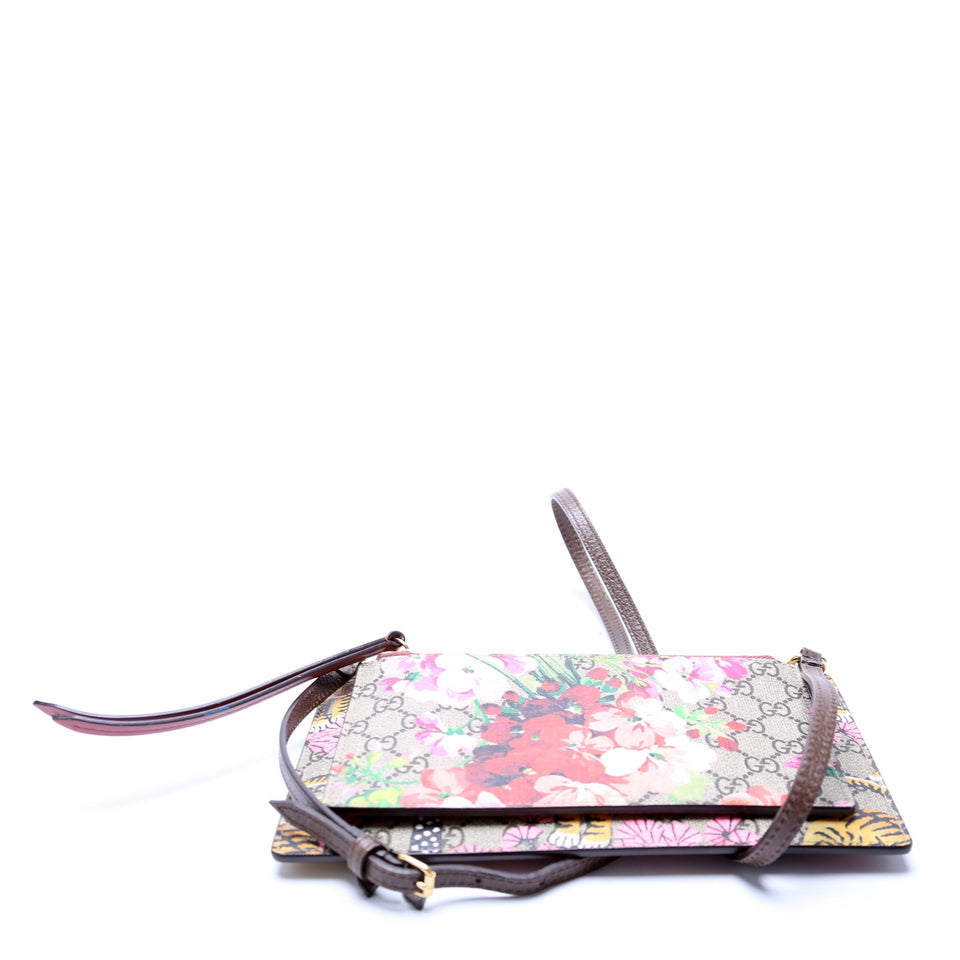 Gucci 454111 GG Supreme Blooms/Bengal Double Zip Shoulder Multicolor Bag