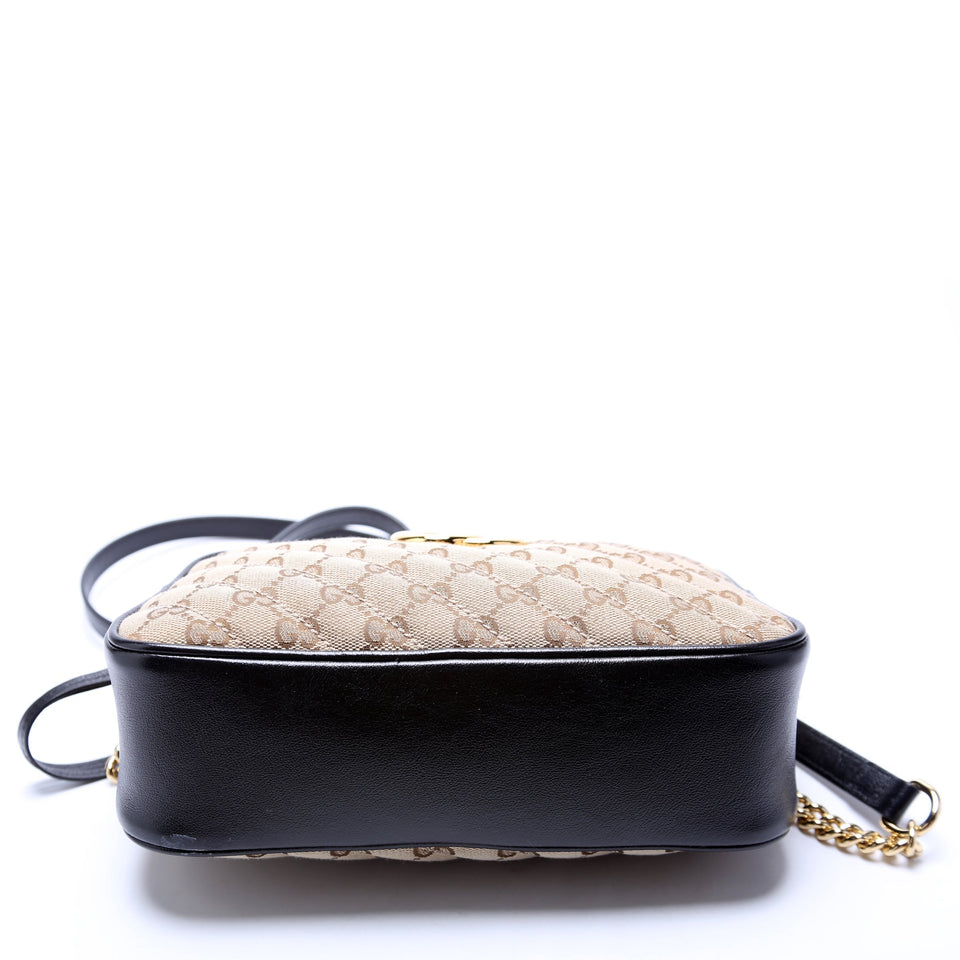 Gucci 447632 Marmont Small Canvas Camera Black Bag