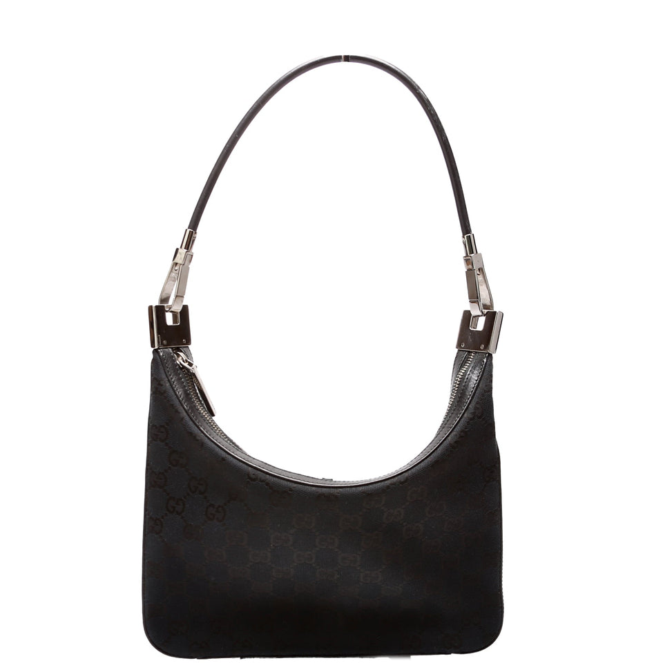Gucci 001 3812 GG Canvas Small Hobo Black Bag