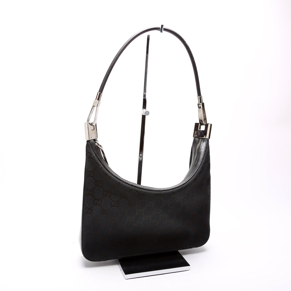 Gucci 001 3812 GG Canvas Small Hobo Black Bag