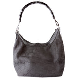 Gucci 000-0531 GG Nylon Bamboo Hobo Black Bag