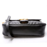 Gucci 443497 Marmont Leather Shoulder Small Flap Black Bag