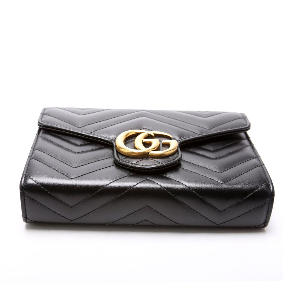 Gucci 474575 Marmont Chain Wallet Black Bag