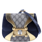 Gucci 500781 GG Supreme Calfskin Osiride Shoulder Black/Gold Bag