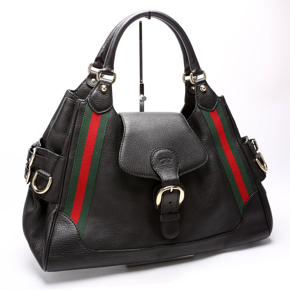 Gucci 247599 Web Leather Heritage Shoulder Bag