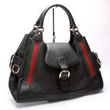 Gucci 247599 Web Leather Heritage Shoulder Bag