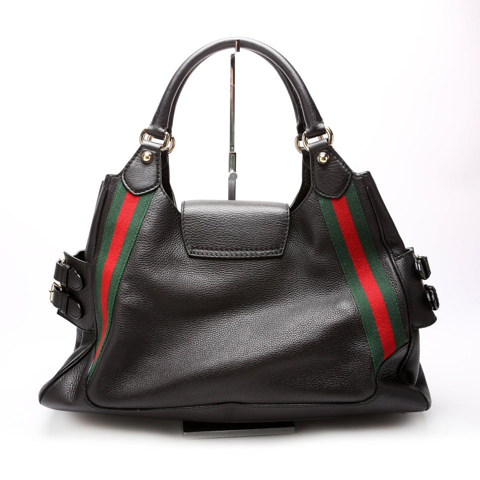 Gucci 247599 Web Leather Heritage Shoulder Bag