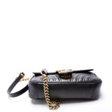 Gucci 446744 Marmont Leather Shoulder Mini Flap Black Bag