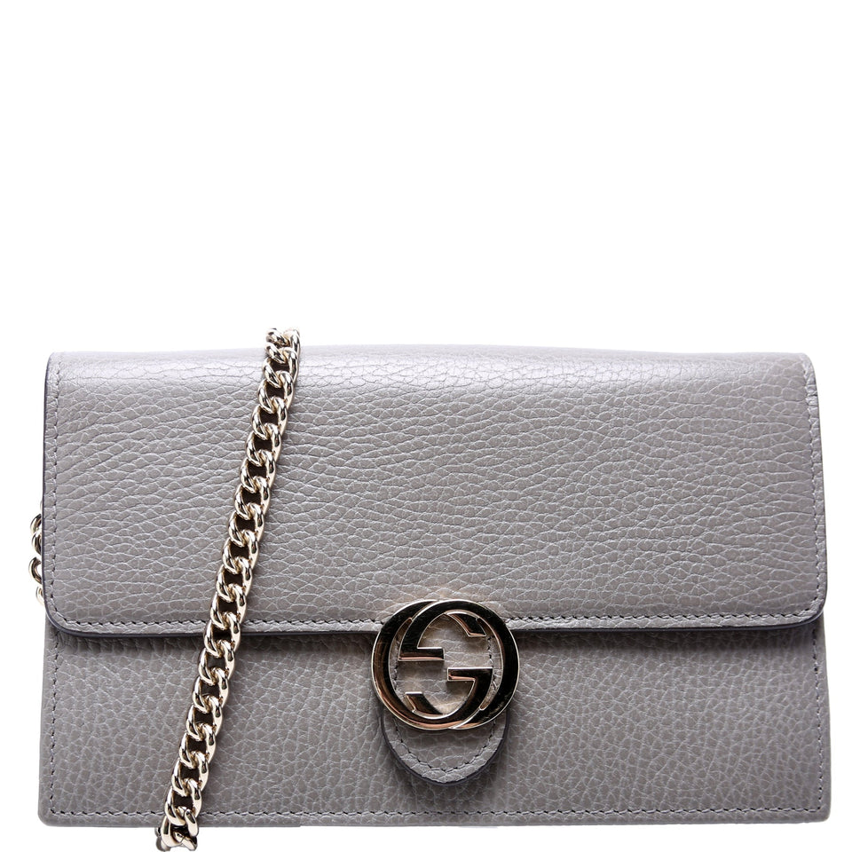 Gucci 510314 Interlocking G Chain Wallet Grey Bag