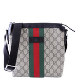 Gucci 471454 GG Supreme Web Messenger Black Bag