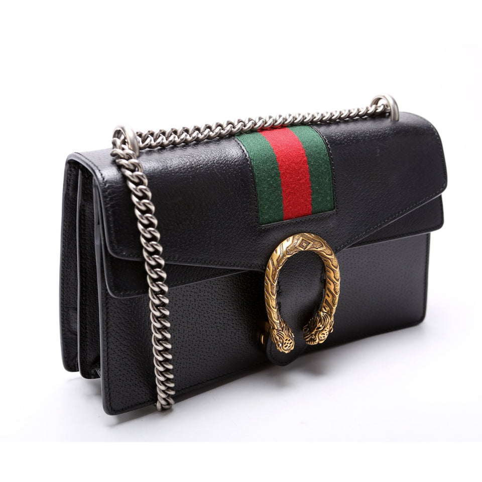 Gucci 400249 Dionysus Leather Shoulder Small Black Bag