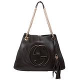 Gucci 308982 Soho Leather Shoulder Medium Black Bag