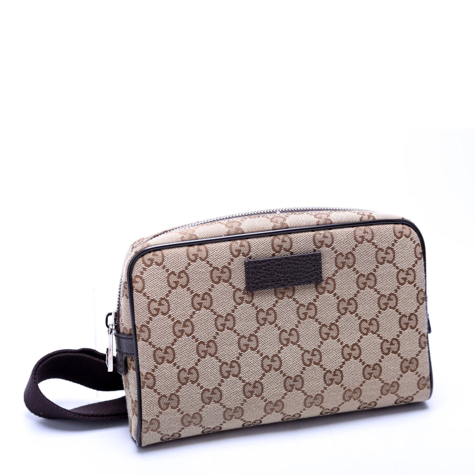 Gucci GG Canvas Belt Brown Bag