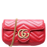 Gucci 476433 Marmont Torchon Leather Super Mini Flap Red Bag