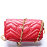 Gucci 476433 Marmont Torchon Leather Super Mini Flap Red Bag