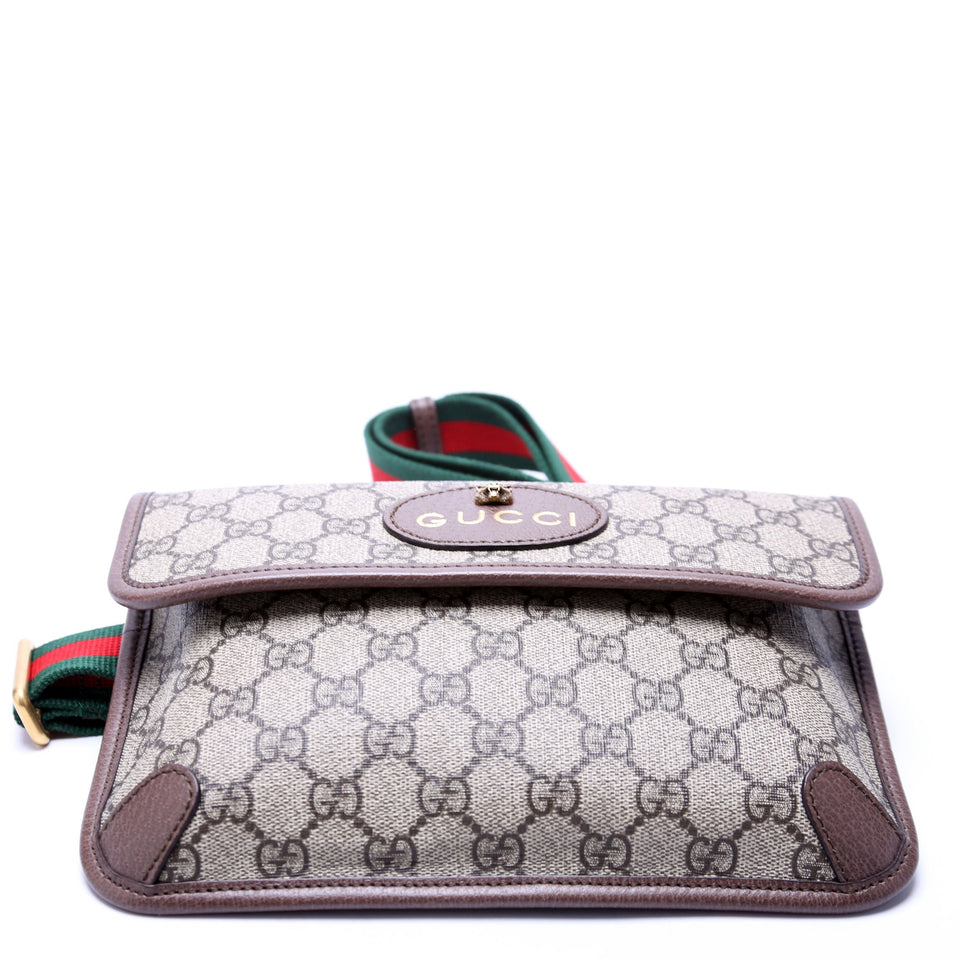 Gucci 493930 GG Supreme Neo Web Belt Brown Bag