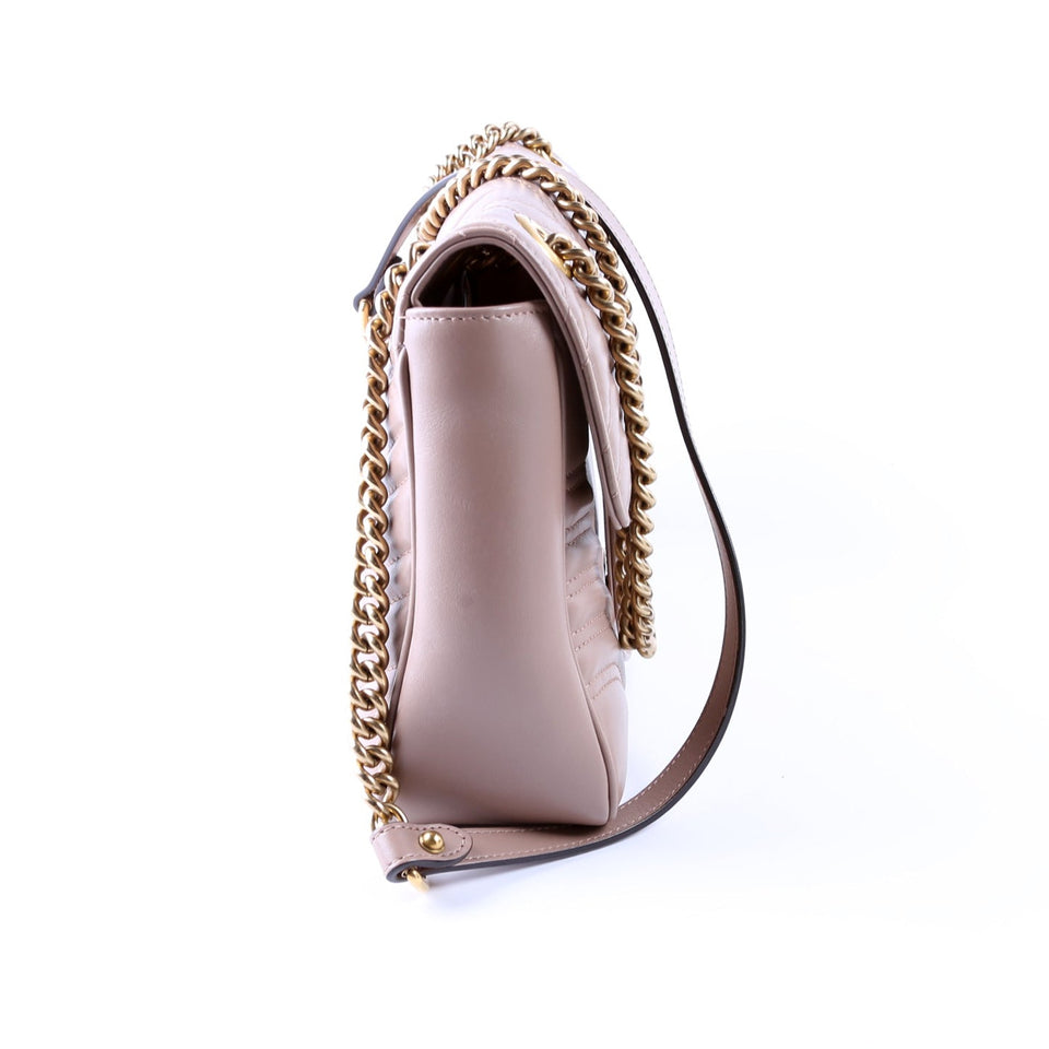 Gucci 443496 Marmont Leather Shoulder Medium Tan Bag