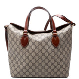 Gucci 429147 GG Supreme Fold Over Tote Brown Bag