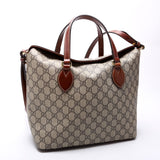 Gucci 429147 GG Supreme Fold Over Tote Brown Bag