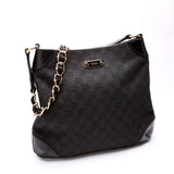 Gucci 196140 GG Canvas Capri Chain Shoulder Black Bag