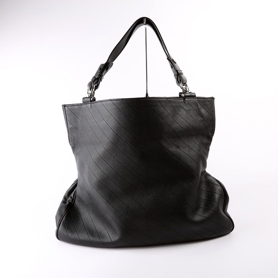 Gucci 751516 Blondie Medium Leather Tote Black Bag
