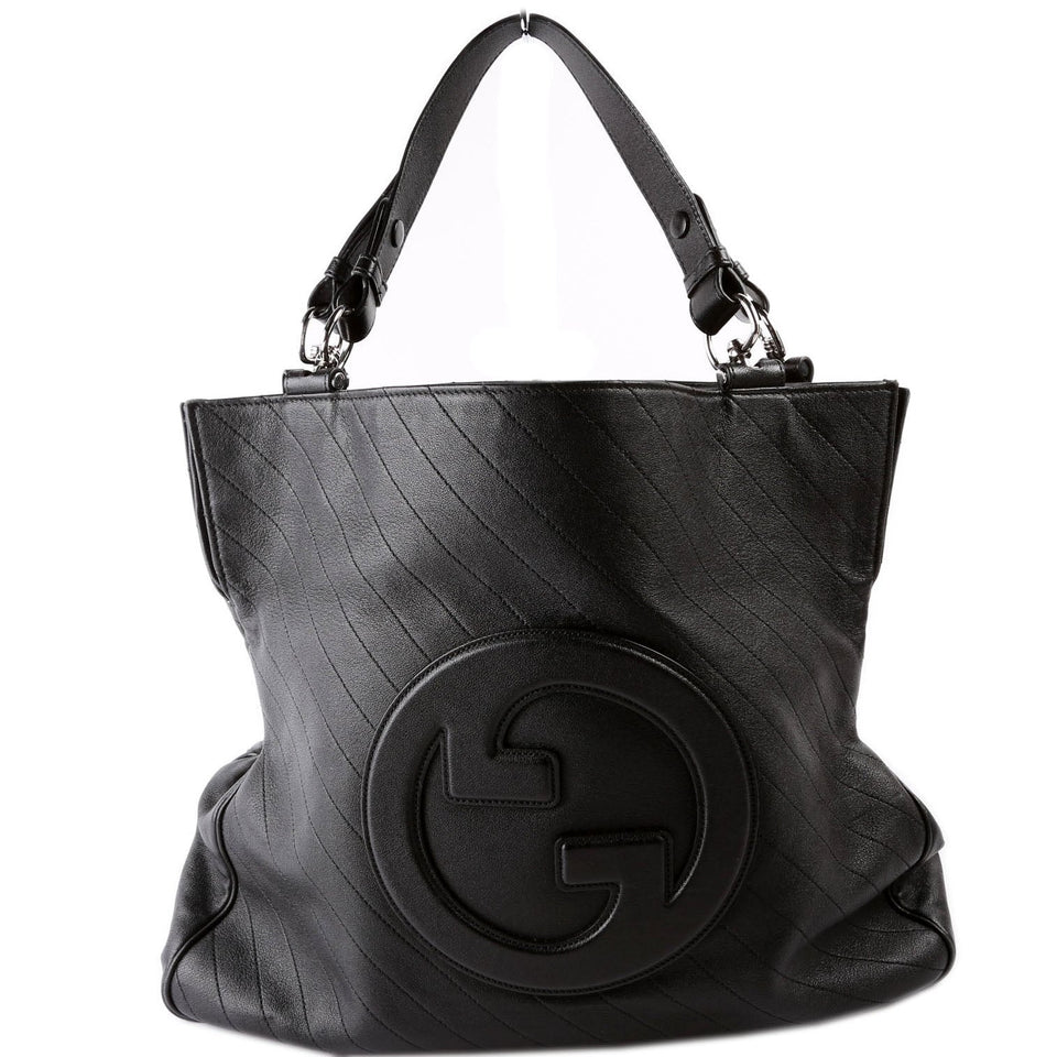Gucci 751516 Blondie Medium Leather Tote Black Bag