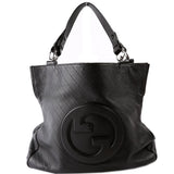 Gucci 751516 Blondie Medium Leather Tote Black Bag