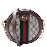 Gucci 550618 Ophidia GG Supreme Round Small Crossbody Brown Bag