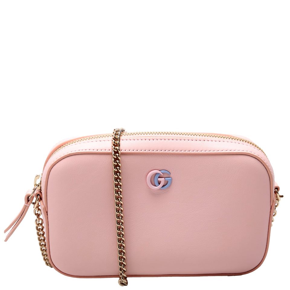 Gucci 795726 GG Marmont Leather Super Mini Shoulder Pink Bag