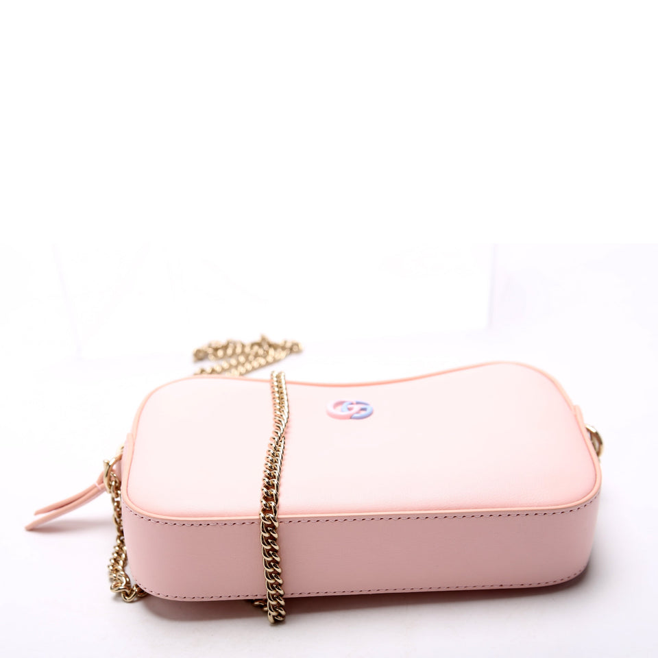 Gucci 795726 GG Marmont Leather Super Mini Shoulder Pink Bag