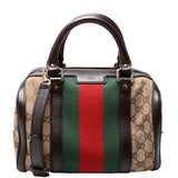 Gucci 269876 GG Canvas Small Boston Brown Bag