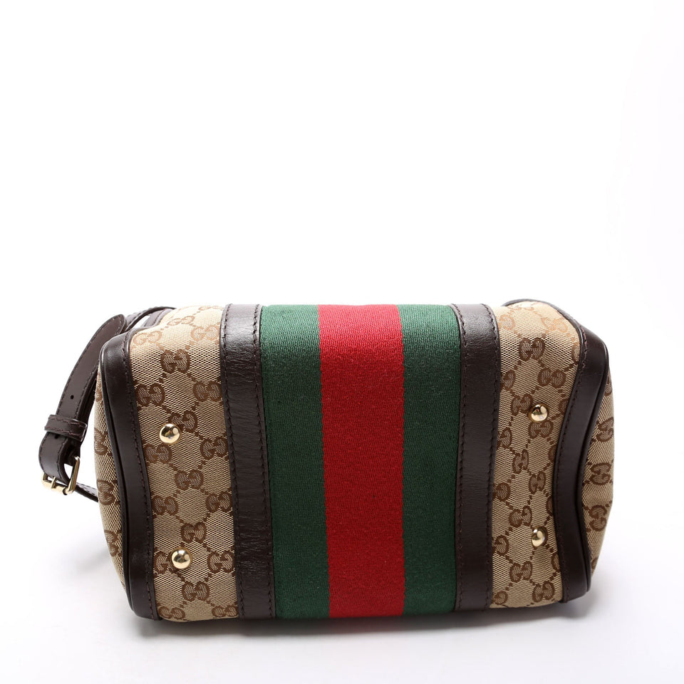 Gucci 269876 GG Canvas Small Boston Brown Bag
