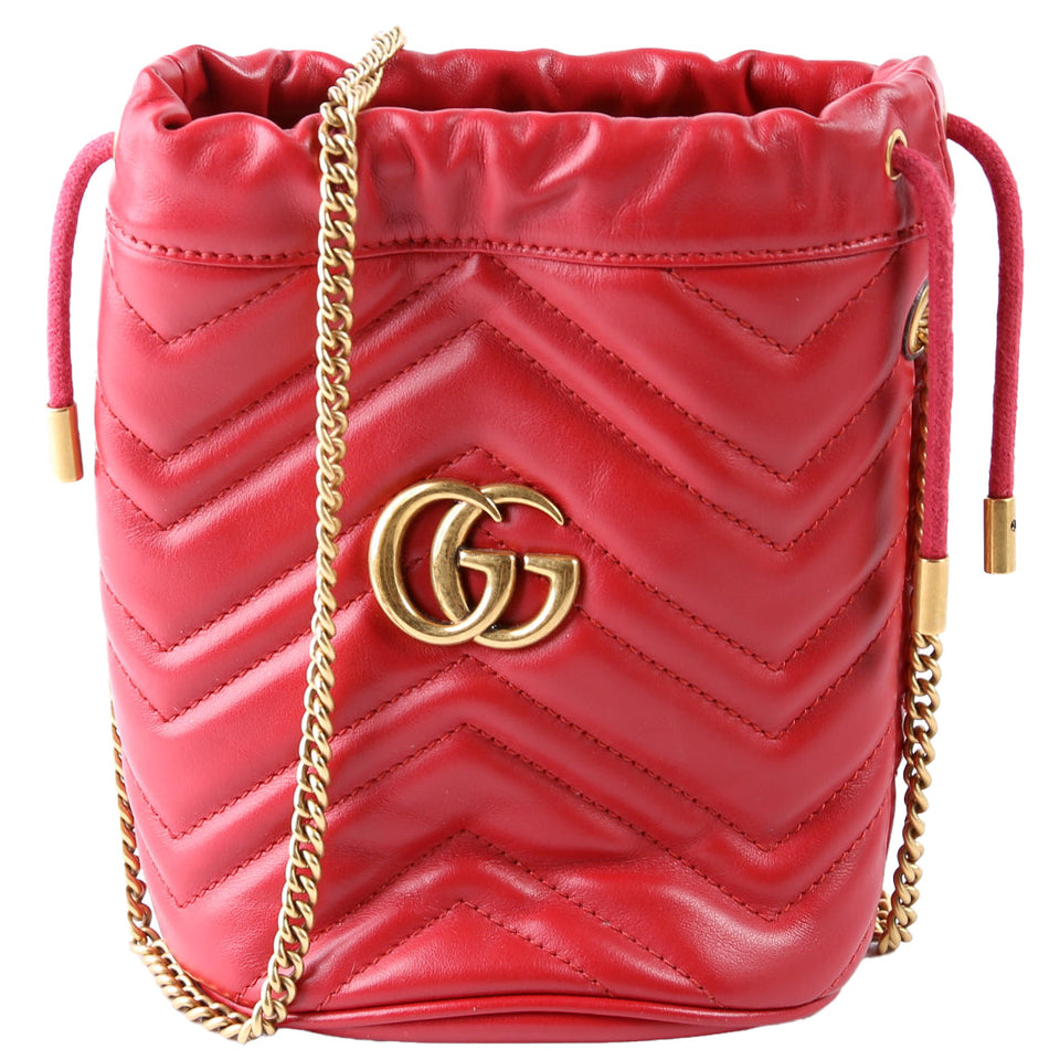 Gucci 575163 Marmont Mini Bucket Red Bag
