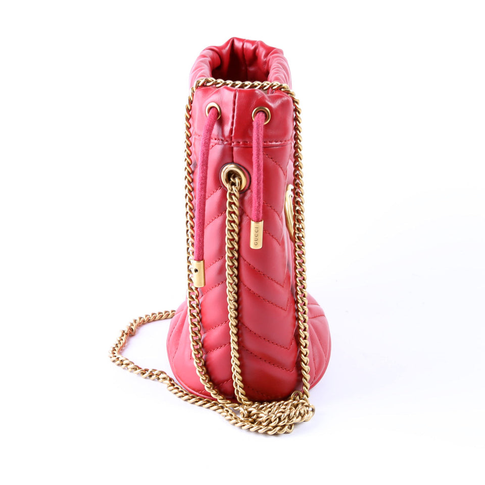 Gucci 575163 Marmont Mini Bucket Red Bag