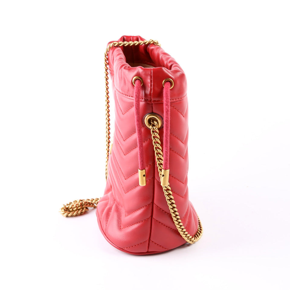 Gucci 575163 Marmont Mini Bucket Red Bag