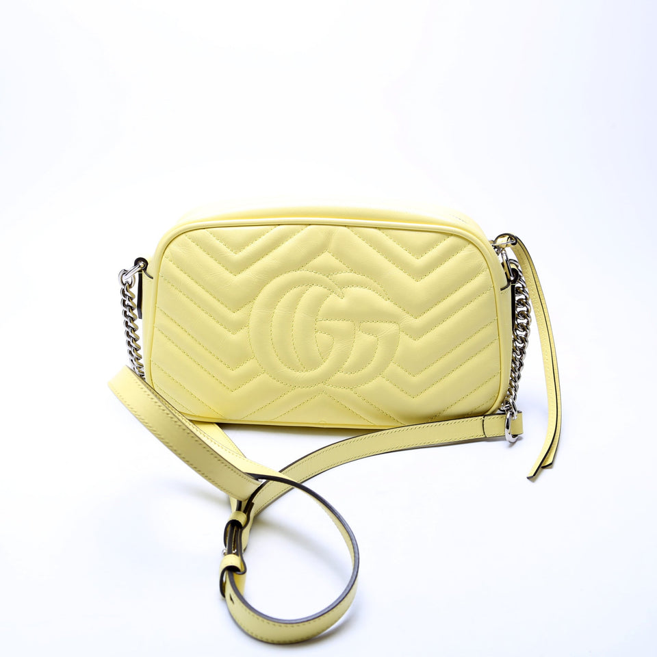 Gucci 447632 Marmont Small Leather Camera Yellow Bag