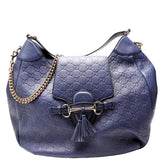 Gucci 322226 Emily Leather Hobo Blue Bag