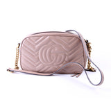 Gucci 447632 Marmont Small Leather Camera Beige Bag