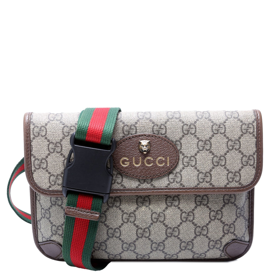 Gucci 493930 GG Supreme Neo Web Belt Brown Bag