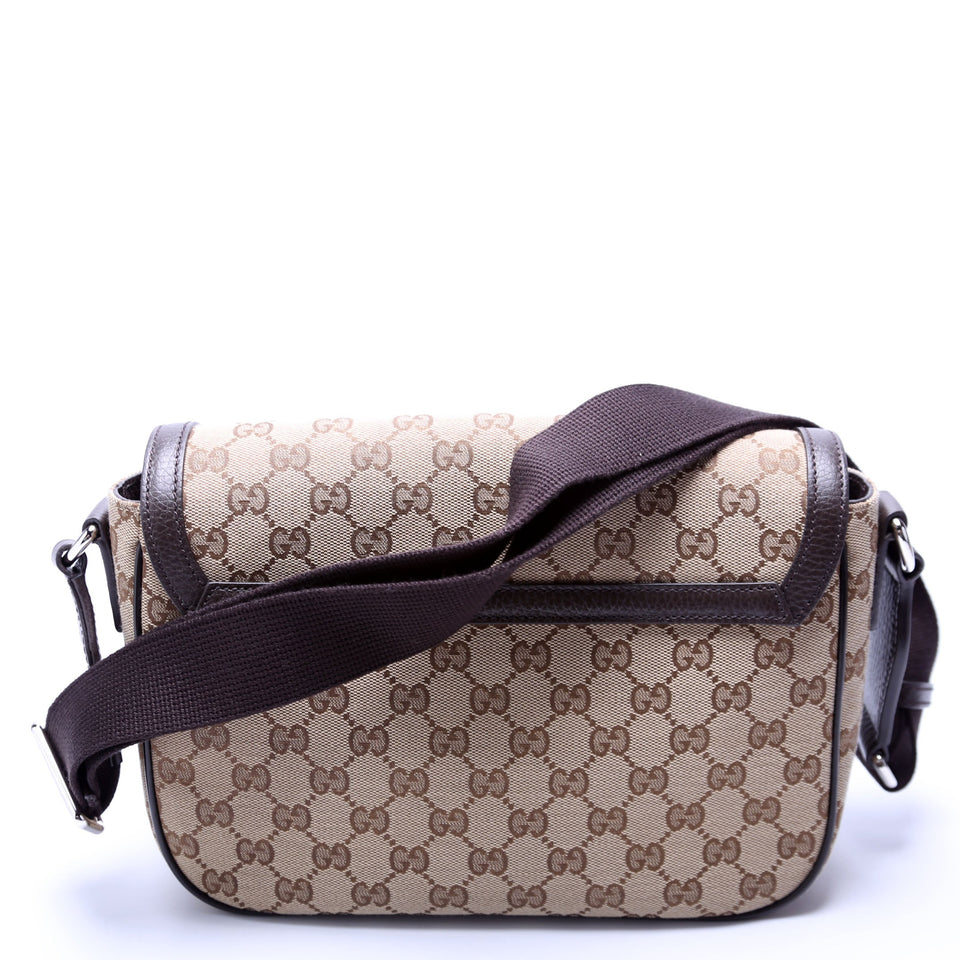 Gucci 449172 GG Canvas Messenger Brown Bag