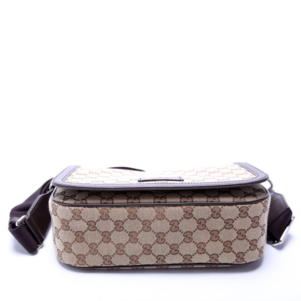 Gucci 449172 GG Canvas Messenger Brown Bag