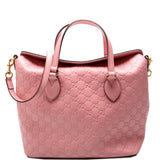 Gucci 428226 Signature Leather Fold Over Tote Pink Bag